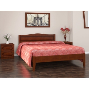 Простая кровать в спальню Карина в цвете орех в Калининграде, купить двуспальную кровать недорого в Мебельном доме Диамир
