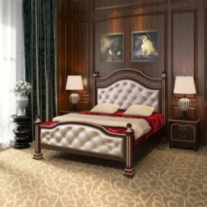 Роскошная кровать Клеопатрав цвете орех темный в Калининграде, купить двуспальную кровать недорого в Мебельном доме Диамир