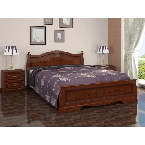 Двуспальная кровать с рисунком Карина-2 в цвете орех